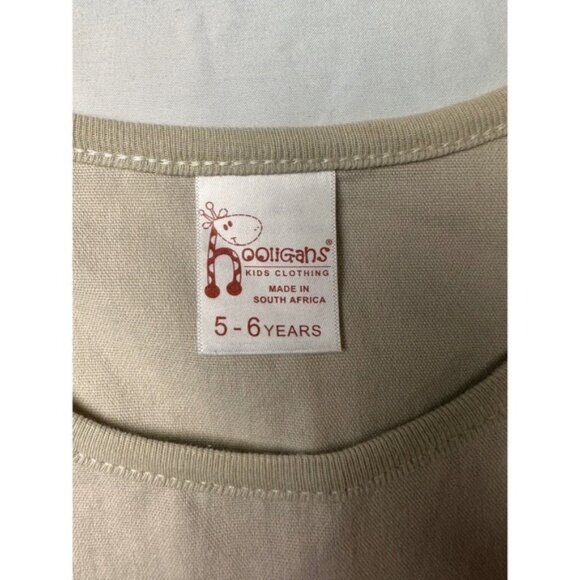 Hooligans Kids Dress 5-6 Years Beige Blue Africa Embroidered Cotton - Picture 4 of 7